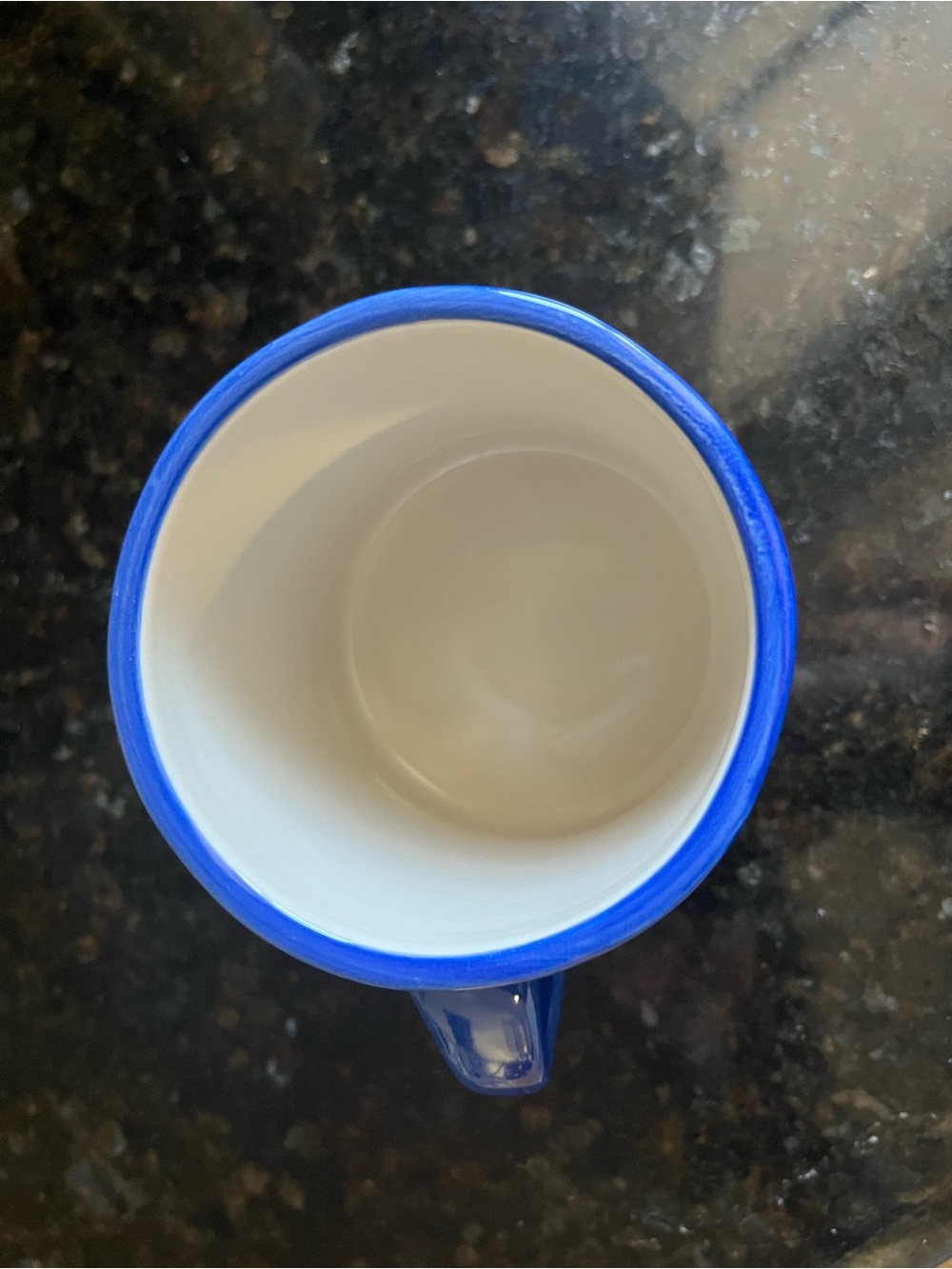 Blue Ceramic Hand painted  B initial Anthropologie Mug - White Interior